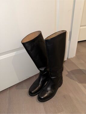 & Other Stories Black Leather Knee-High Boots